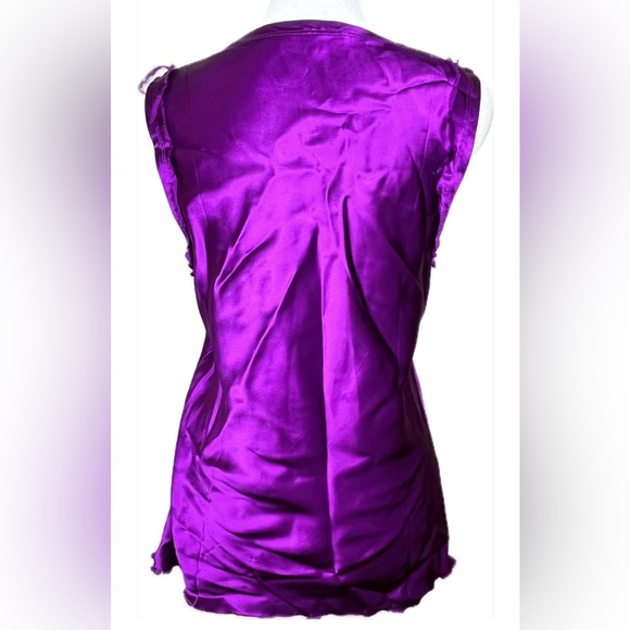 Helmut Lang Ultraviolet Satin Raw Edge Trim Sleeveless Top Size 4 - Picture 5 of 7